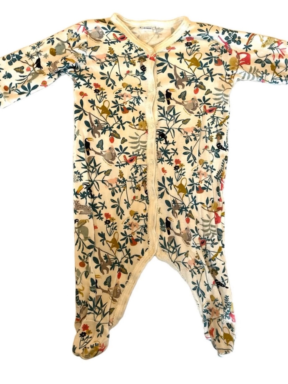 3 = $15 - Cream Floral Baby One-Piece Sleep-suit